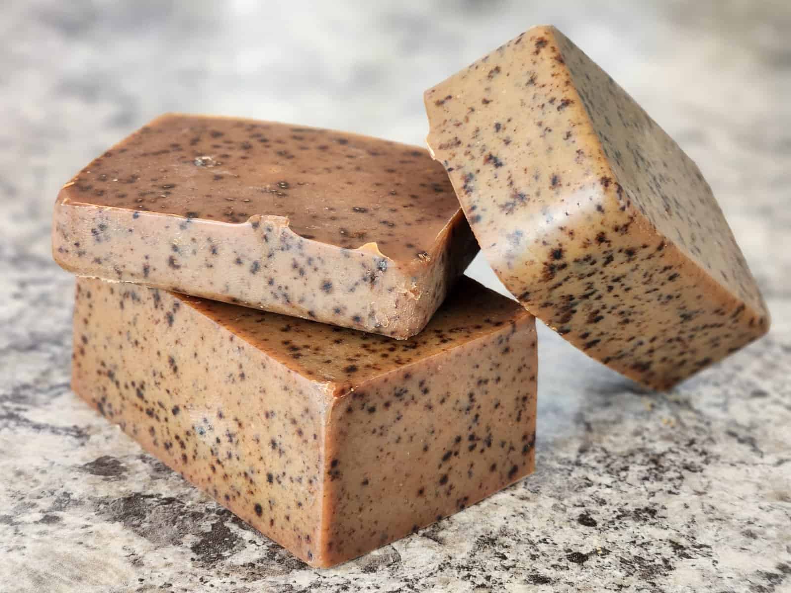 coffee grounds goat milk soap